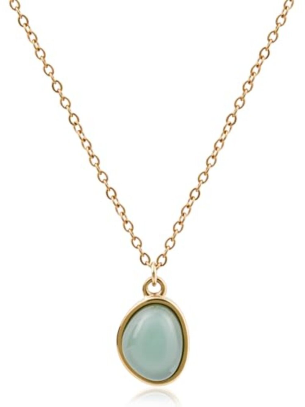 Jade Pendant Necklace with 14K Gold Plated Chain Dainty Gemstone
